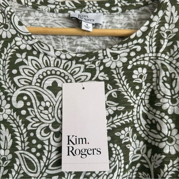 Kim Rogers Paisley Print Green and White Women's Top Size Small - Picture 5 of 8